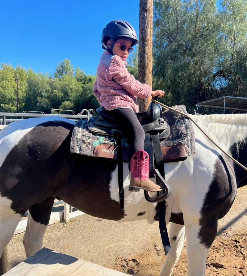 Olivia LeBlanc at a horseback riding lesson. (Photo courtesy of Tamika LeBlanc)